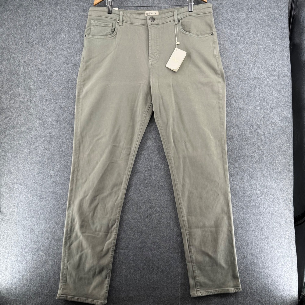 Rye 51 Silo Straight Fit Pants Mens 40 Willow Green French Twill Stretch Chino